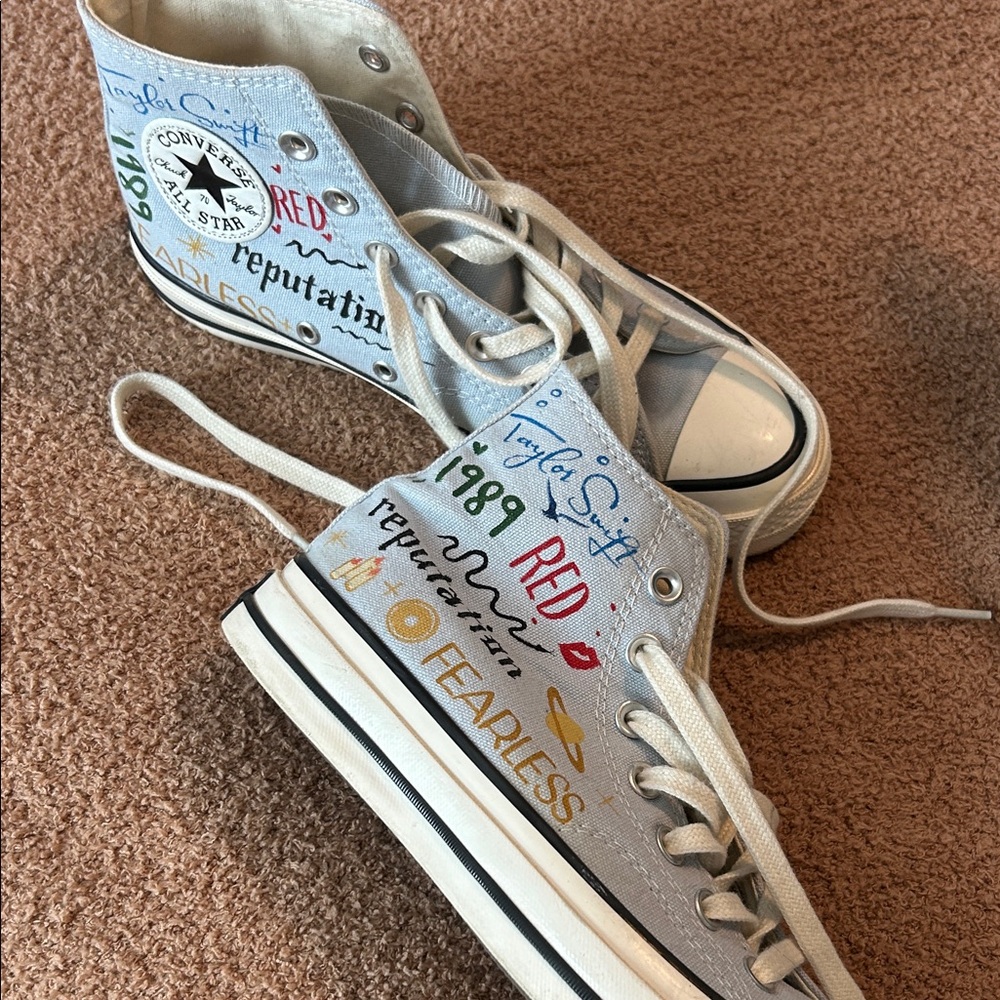 Converse High-Top Sneakers - Custom designed/ painted Taylor Swift Albums